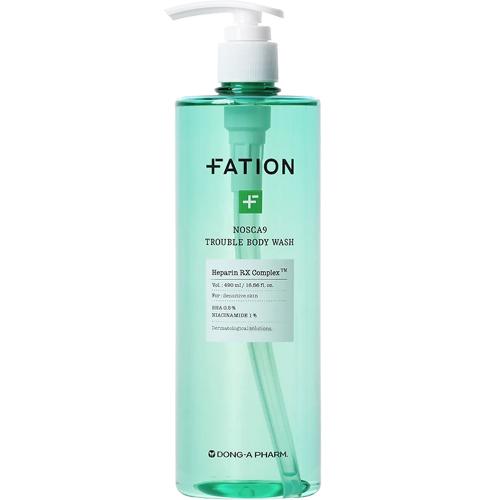 FATION Nosca9 Trouble Body Wash 490 ml - Gel de dus formulat cu niacinamida si acid salicilic, care contribuie la curatarea pielii corpului predispuse la imperfectiuni si exces de sebum
