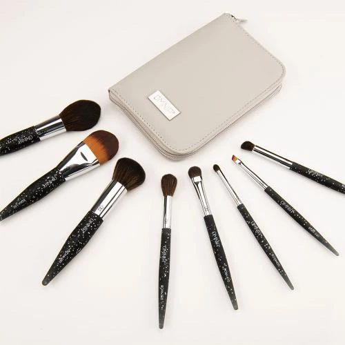 ROYAL AND LANGNICKEL Omnia Glitter Set Pensule Profesionale 9 PCS - set complet pensule machiaj pentru definire, estompare si stralucire intensa, cu etui elegant pentru calatorie, 250 g