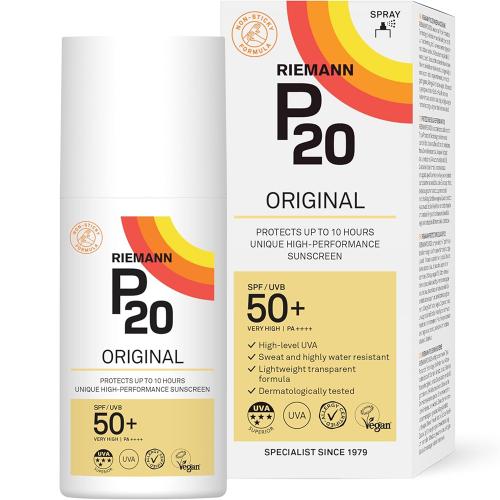 RIEMANN P20 Original SPF50+ PA++++ 200 ml - Spray transparent cu filtre UVA si UVB si formula fara parfum, Outdoor