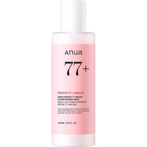 ANUA Peach 77 Niacin Conditioning Milk 150 ml - Lotiune de fata formulata cu extract de piersica, niacinamida si acid hialuronic, care contribuie la hidratarea pielii si la metinerea pielii moi si suple