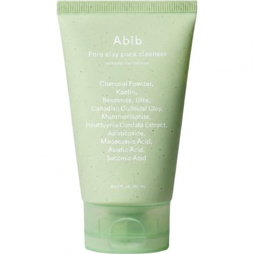ABIB Pore Clay Pack Cleanser Heartleaf Charcoal Foam, 120 ml - Spuma de curatare formulata cu pudra de carbune si extract de Houttuynia Cordata, care contribuie la curatarea porilor si la absorbtia sebumului
