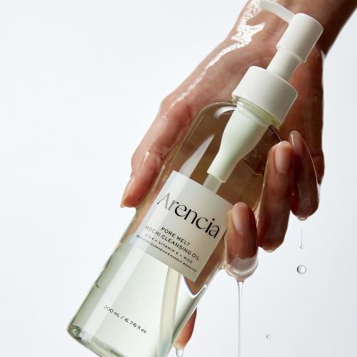 ARENCIA Pore Melt Mochi Cleansing Oil 200 ml - ulei de curatare formulat cu extract de orez si vitamina E, pentru indepartarea machiajului, SPF-ului, excesului de sebum si impuritatilor acumulate in pori