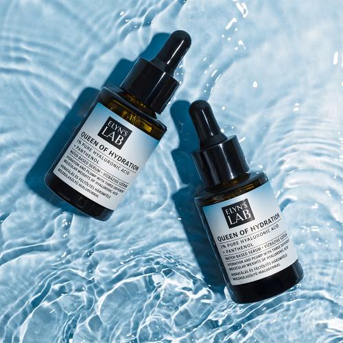 ELYN'S LAB Queen of Hydration 1% hyaluronic acid + Panthenol - ser de fata formulat cu acid hialuronic si pantenol, care contribuie la hidratarea pielii uscate si deshidratate si la metinerea confortului cutanat - 30 ml