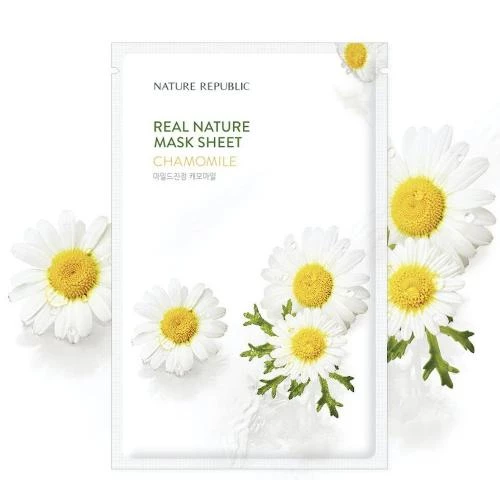 NATURE REPUBLIC Real Nature Masca de fata cu musetel Calmanta - Hidratare Profunda si Calmarea Tenului Sensibil, 23 gr
