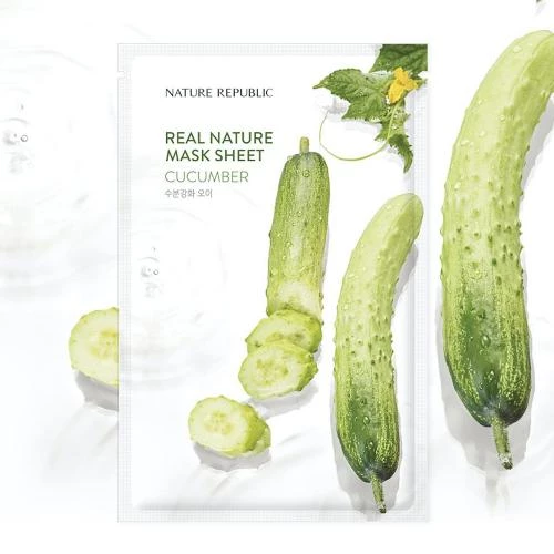 NATURE REPUBLIC Real Nature Masca de fata cu extract de castravete - Hidratare intensa si efect calmant, 23 gr