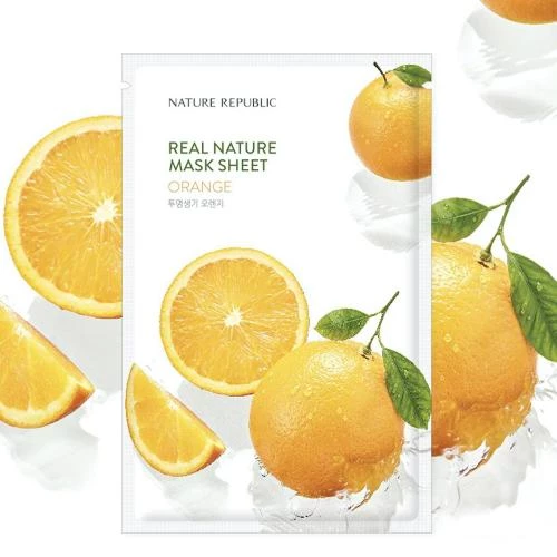 NATURE REPUBLIC Real Nature Masca de fata cu Portocala - Luminozitate si Fermitate, 23 gr
