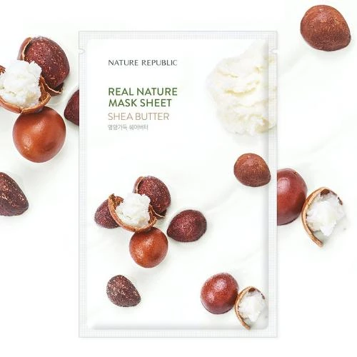 NATURE REPUBLIC Real Nature Masca hidratanta antirid cu unt de shea - Hidratare intensa si efect calmant, 23 gr