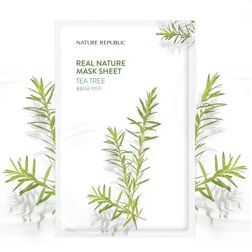 NATURE REPUBLIC Real Nature Masca de fata cu arbore de ceai - Purifiere si control sebum, 23 gr