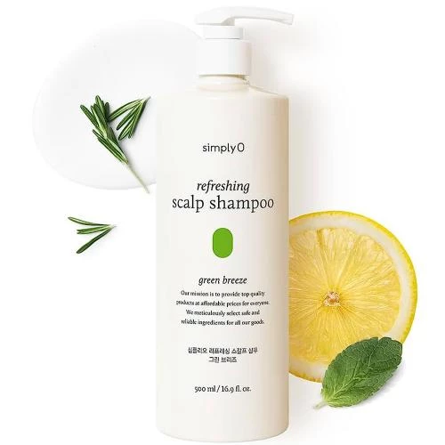 SIMPLYO Green Breeze Sampon pentru Scalp Gras - Curatare Delicata si Hidratare cu Mentol, 500 ml