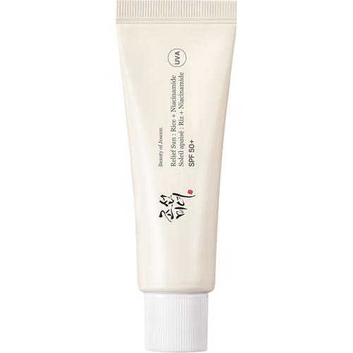 BEAUTY OF JOSEON Relief Sun Cream SPF 50+, 50 ml - crema de fata formulata cu extract de orez si extracte fermentate din cereale, care contribuie la hidratarea pielii uscate si la calmarea pielii, Daily