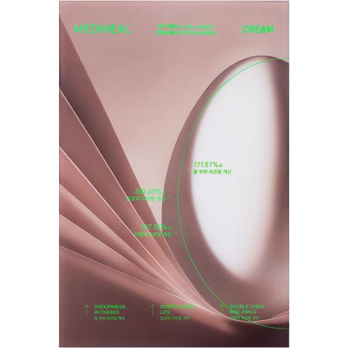 MEDIHEAL Retinol Collagen Cream Lifting Sheet Mask - masca de fata tip servetel formulata cu retinol si colagen hidrolizat, care contribuie la imbunatatirea aspectului fermitatii pielii si la netezirea ridurilor - 30 ml