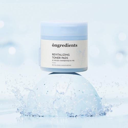 Ongredients Revitalizing Toner Pad – Dischete tonice exfoliante și hidratante cu extract de floare Butterfly Pea, 60 buc