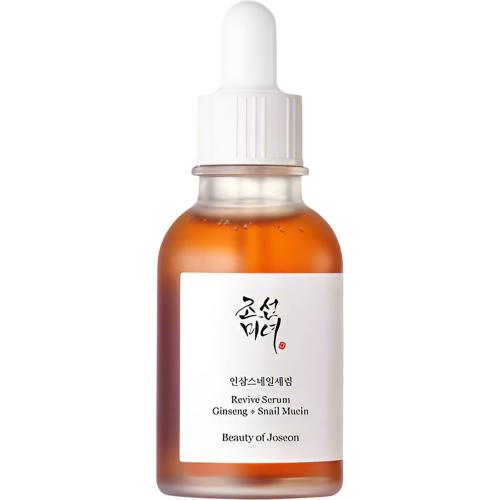 BEAUTY OF JOSEON Revive Serum: Ginseng + Snail Mucin - ser de fata formulat cu ginseng si mucina de melc, care contribuie la revitalizarea pielii si la imbunatatirea elasticitatii - 60 ml