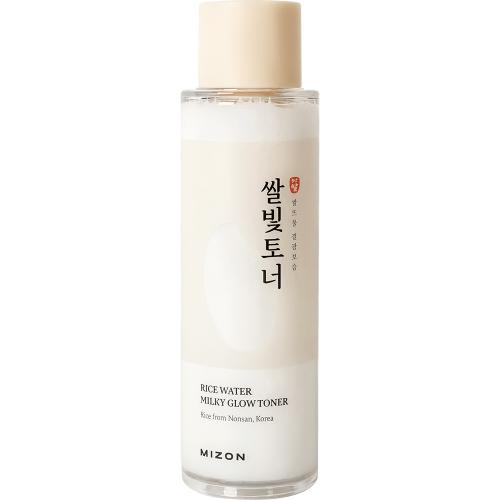 MIZON Rice Water Milky Glow Toner, 150 ml - Toner de fata formulat cu apa de orez Haiami si Rice Bran PDRN, care contribuie la hidratare si la metinerea confortului pielii si la imbunatatirea aspectului tonului neuniform si la netezirea texturii pielii
