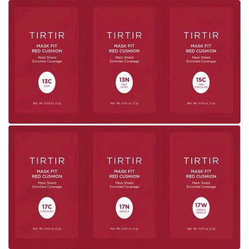 TIRTIR Sachet - Mask Fit Red Cushion Trial Kit 6 Culori (13C-17W) – Set de Testare Fond de Ten Cushion | Make-up Profesional