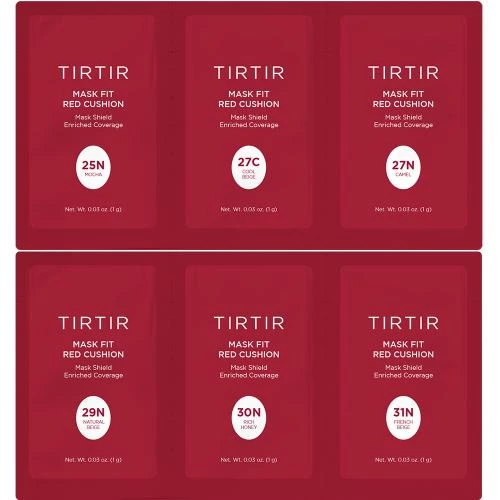 TIRTIR Sachet - Mask Fit Red Cushion Trial Kit 6 Culori (25N-31N) – Set de Testare Fond de Ten Cushion | Make-up Profesional