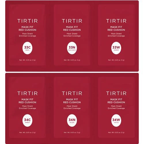 TIRTIR Sachet - Mask Fit Red Cushion Trial Kit 6 Culori (33C-34W) – Set de Testare Fond de Ten Cushion | Make-up Profesional