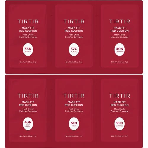 TIRTIR Sachet - Mask Fit Red Cushion Trial Kit 6 Culori (35N-55N) – Set de Testare Fond de Ten Cushion | Make-up Profesional