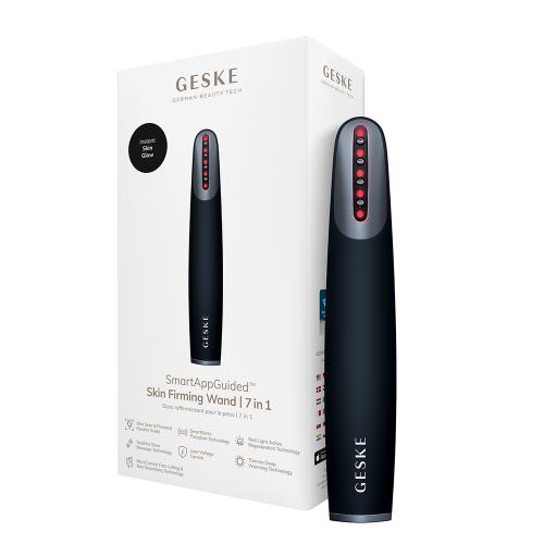 GESKE Skin Firming Wand 7 in 1 - dispozitiv de lifting facial cu micro-curent formulat cu microcurent si lumina rosie, care contribuie la fermitate, tonifiere si netezire a pielii, contribuind la reducerea liniilor fine si la redarea unui aspect sanatos si luminos - Black
