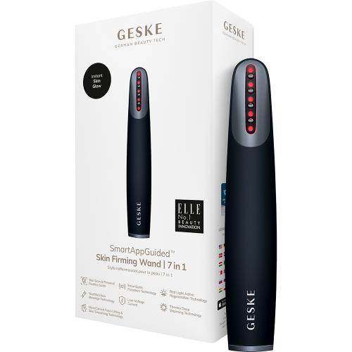 GESKE SmartAppGuided Skin Firming Wand 7 in 1 - dispozitiv de lifting facial cu micro-curent si lumina rosie, care contribuie la ingrijirea pielii - Black