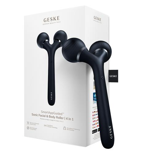 GESKE Sonic Facial and Body Roller 4 in 1 - Aparat de masaj cu role pentru masaj facial si corporal - Black