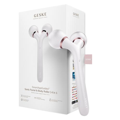 GESKE Sonic Facial and Body Roller 4 in 1 - Aparat de masaj cu vibratii sonice pentru masaj facial si corporal - Starlight