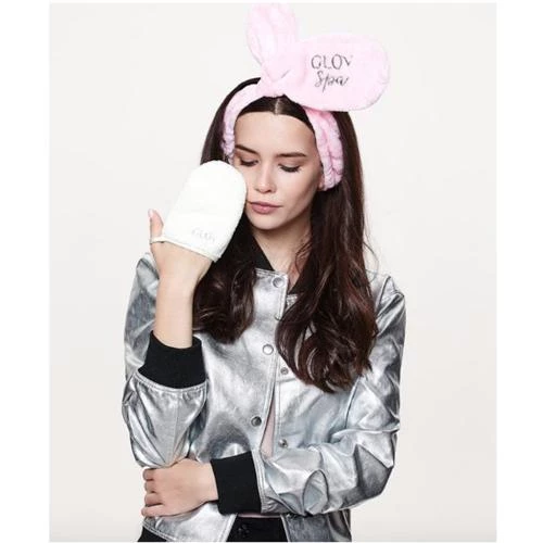 GLOV Spa Line Bentita cosmetica Bunny Ears Roz - Confort si suport elastic pentru demachiere usoara si rutina beauty relaxanta