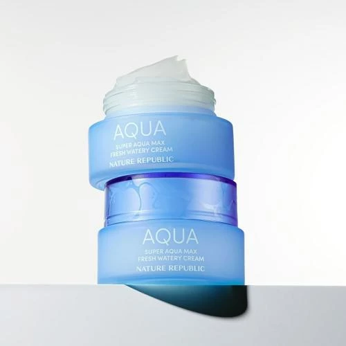 NATURE REPUBLIC Super Aqua Max Crema Hidratanta pentru Fata Fresh Watery - Hidratare Intensa si Revitalizare, 80 gr