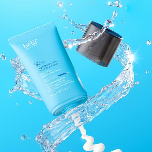 BELIF Super Drops Hydrating Sun Serum SPF 50+ - crema de fata formulata cu acid hialuronic si pantenol, care contribuie la hidratarea pielii si la mentinerea confortului cutanat - 50 ml