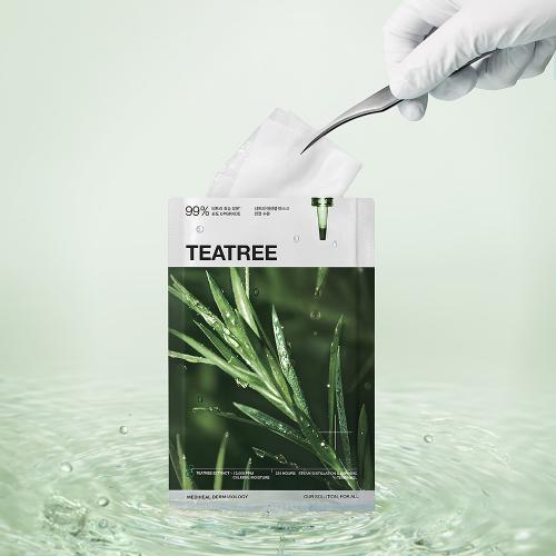 MEDIHEAL Teatree Essential Sheet Mask Calming Moisture - masca de fata tip servetel imbibata cu esenta formulata cu arbore de ceai si 4-terpineol, care contribuie la calmarea pielii si la metinerea hidratarii - 24 ml