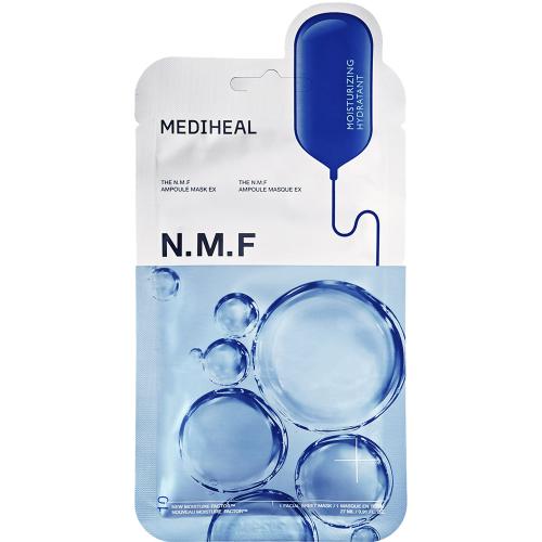 MEDIHEAL The N.M.F Ampoule Mask EX 27 ml - Masca de fata formulata cu acid hialuronic si pantenol, care contribuie la hidratarea pielii deshidratate si la metinerea confortului pielii