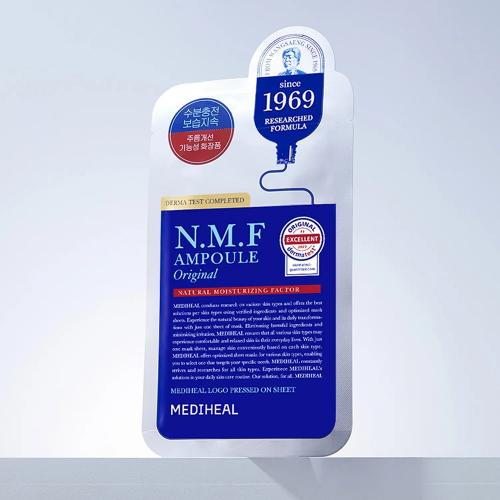 MEDIHEAL The N.M.F Ampoule Sheet Mask Original - masca de fata tip servetel formulata cu acid hialuronic si niacinamida, care contribuie la hidratarea pielii si la mentinerea apei in piele - 27 ml