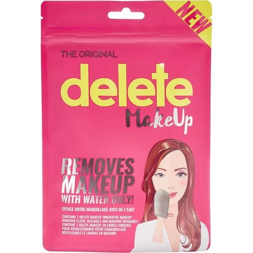 DELETE MAKEUP PureTouch Manusa textila pentru demachiere Roz - Curatare profunda si indepartarea machiajului rezistent la apa, 50g