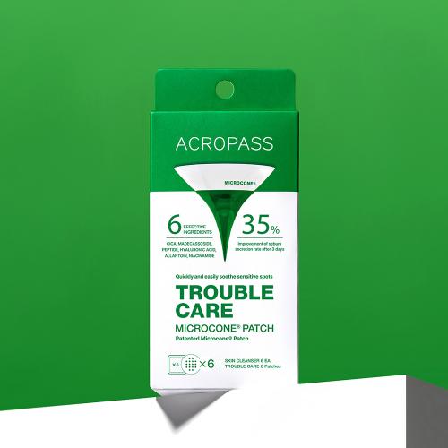 ACROPASS Trouble Care Microcone Patch - plasturi formulati cu Centella Asiatica (CICA) si niacinamide, care contribuie la ingrijirea localizata a imperfectiunilor si la metinerea echilibrului sebumului - 6 buc