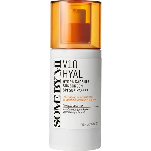 SOME BY MI V10 Hyal Hydra Capsule Sunscreen Crema de fata SPF 50+ PA++++ - hidratare si luminozitate si calmare, 40 ml