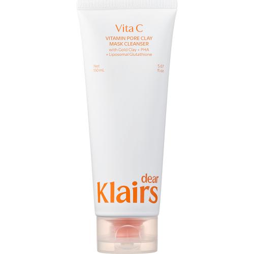 Dear Klairs Vita C Vitamin Pore Clay Mask Cleanser, 150 ml - spuma de curatare formulata cu argila aurie braziliana si PHA (gluconolactona), care contribuie la curatarea in profunzime a porilor si la indepartarea excesului de sebum si a impuritatilor