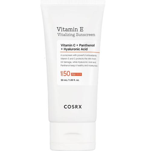 COSRX Vitamin E Vitalizing Sunscreen SPF 50, 50 ml - Crema de fata formulata cu vitamina E si pantenol, care contribuie la protejarea pielii impotriva radiatiilor UV si la metinerea aspectului hidratat, Daily