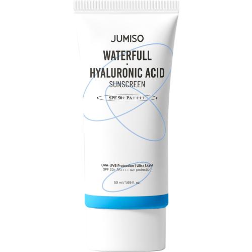 JUMISO Waterfull Hyaluronic Acid Sunscreen SPF 50+ PA++++ - crema de fata formulata cu acid hialuronic si niacinamida, care contribuie la hidratarea pielii si la metinerea confortului cutanat - 50 ml
