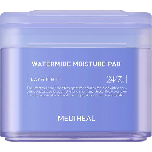 MEDIHEAL Watermide Moisture Pad - toner de fata formulat cu acid hialuronic si squalane, care contribuie la hidratarea pielii si la reducerea aspectului pielii umflate - 100 buc