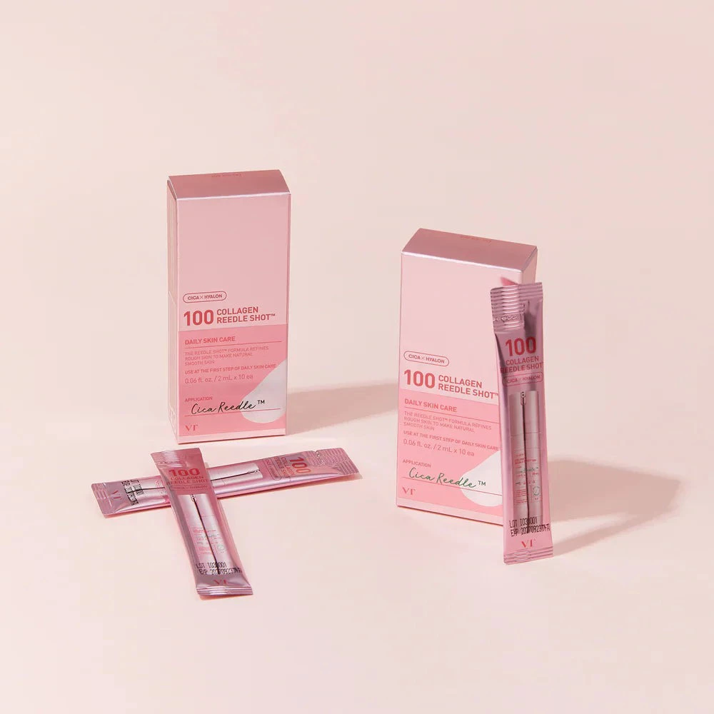 VT COSMETICS 100 Collagen Reedle Shot ser de fata - hidratare si elasticitate, 10 buc