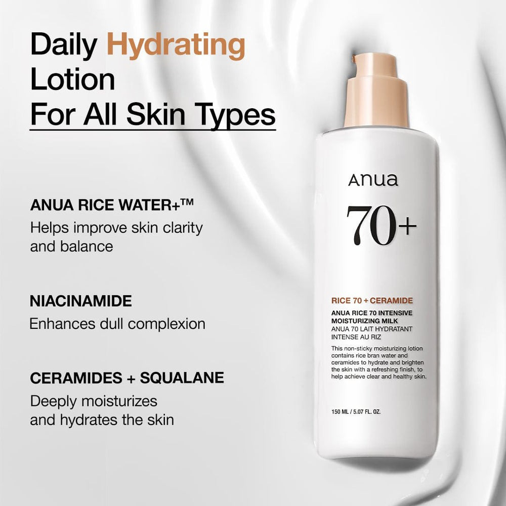 ANUA Rice 70 Intensive Moisturizing Milk Lotiune de fata - hidratare si bariera, 150 ml