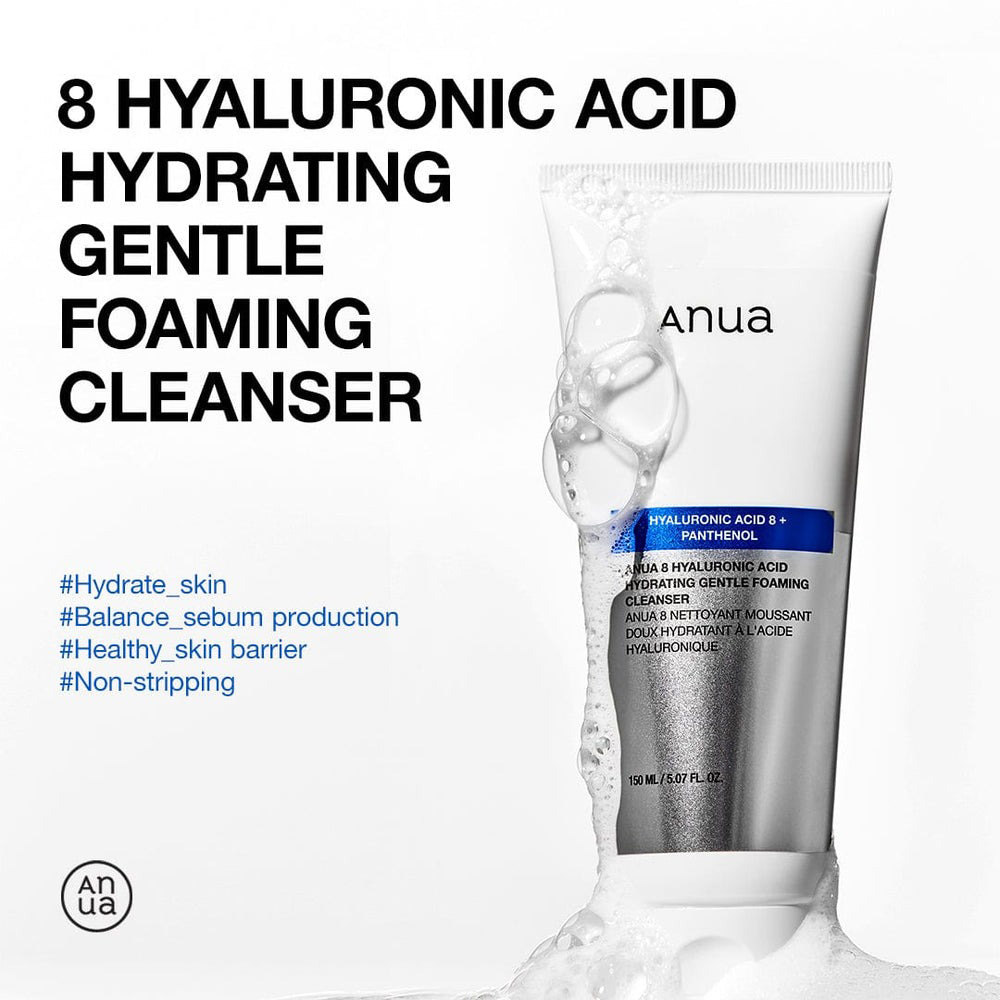 ANUA 8 Hyaluronic Acid Hydrating Gentle Foaming Cleanser Spuma de curatare - hidratare si confort, 150 ml