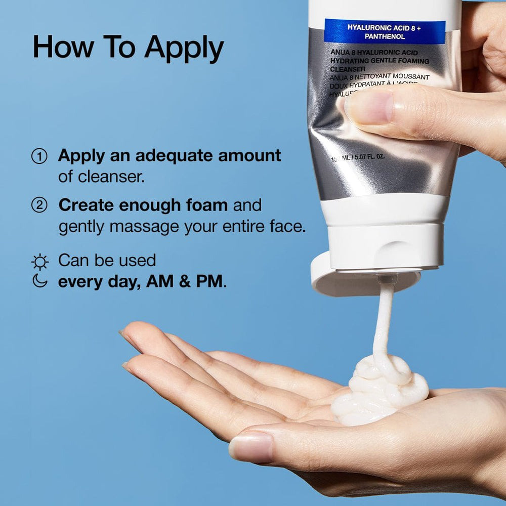 ANUA 8 Hyaluronic Acid Hydrating Gentle Foaming Cleanser Spuma de curatare - hidratare si confort, 150 ml