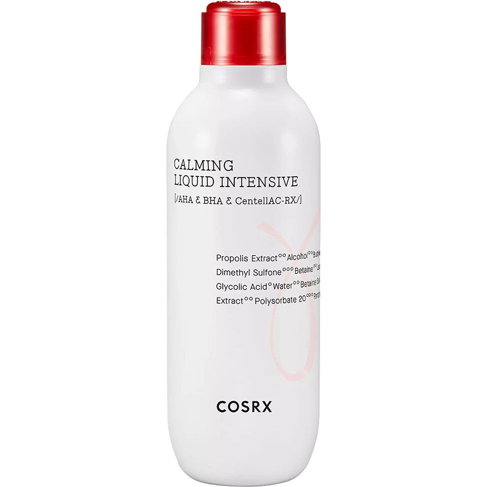 COSRX AC Collection Calming Liquid Intensive, 125 ml - toner de fata formulat cu extract de propolis si Zinc PCA, care contribuie la reducerea riscului de infectie si la metinerea echilibrului de umiditate al pielii toata ziua si la reimprospatarea si purifierea pielii acneice
