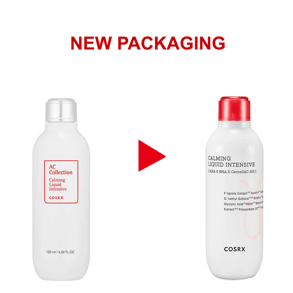 COSRX AC Collection Calming Liquid Intensive, 125 ml - toner de fata formulat cu extract de propolis si Zinc PCA, care contribuie la reducerea riscului de infectie si la metinerea echilibrului de umiditate al pielii toata ziua si la reimprospatarea si purifierea pielii acneice