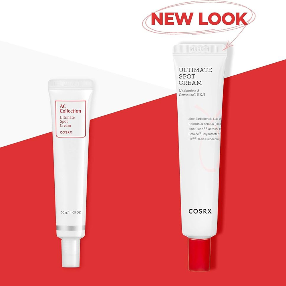 COSRX AC Collection Ultimate Spot, 30 gr - crema de fata formulata cu oxid de zinc si calamina, care contribuie la uscarea acneei vizibile peste noapte si la mentinerea echilibrului natural al pH-ului pielii