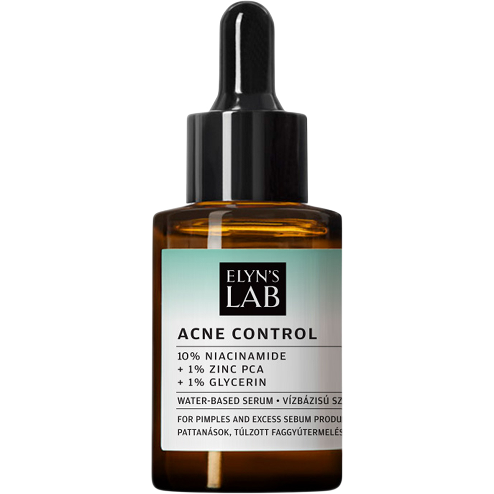 ELYN'S LAB Acne Control 10% Niacinamide +1% Zinc - ser de fata formulat cu niacinamida si Zinc PCA, care contribuie la reglarea productiei de sebum a pielii si la metinerea stratului protector natural al pielii - 30 ml
