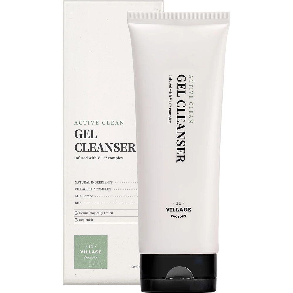 Village 11 Factory Active Clean Gel de Curatare Facial Antibacterian - Exfoliere Blanda si Hidratare, 100 ml