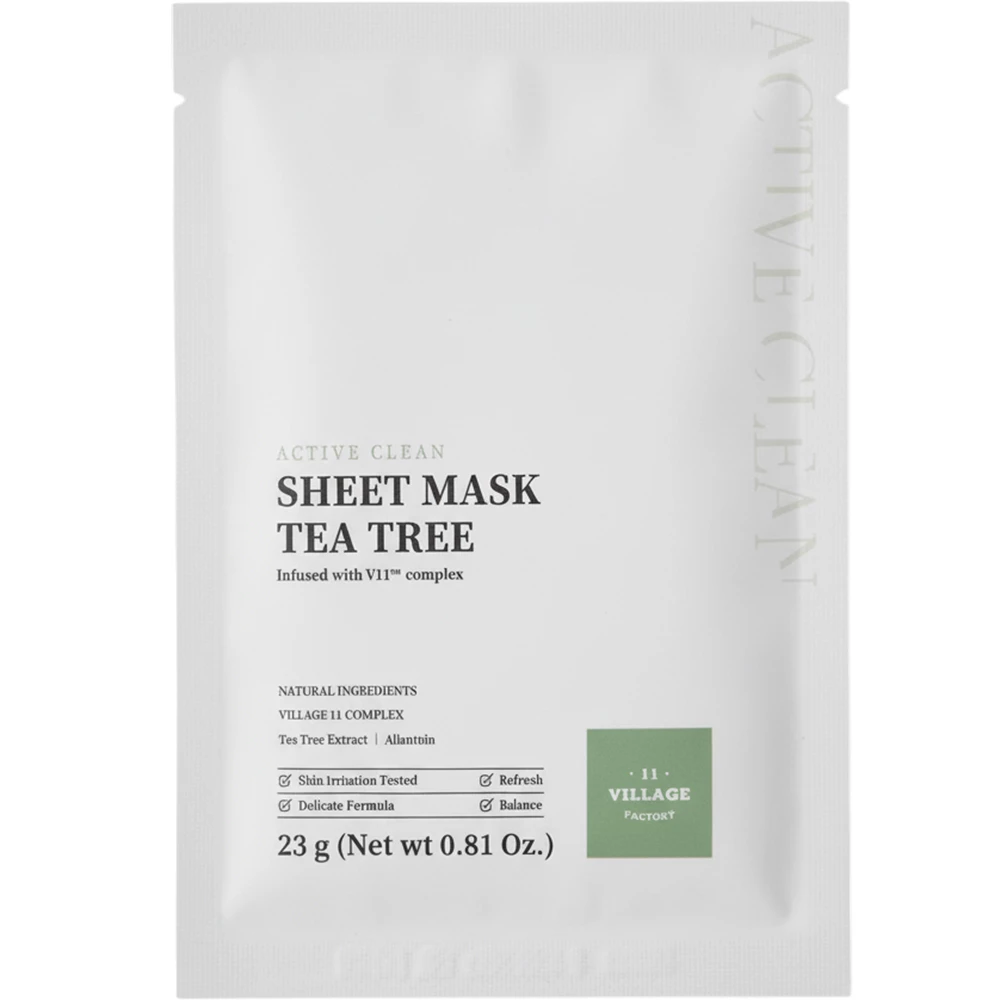 VILLAGE 11 FACTORY Active Clean Sheet Mask Tea-Tree Masca de fata - calmare si hidratare, 23 gr
