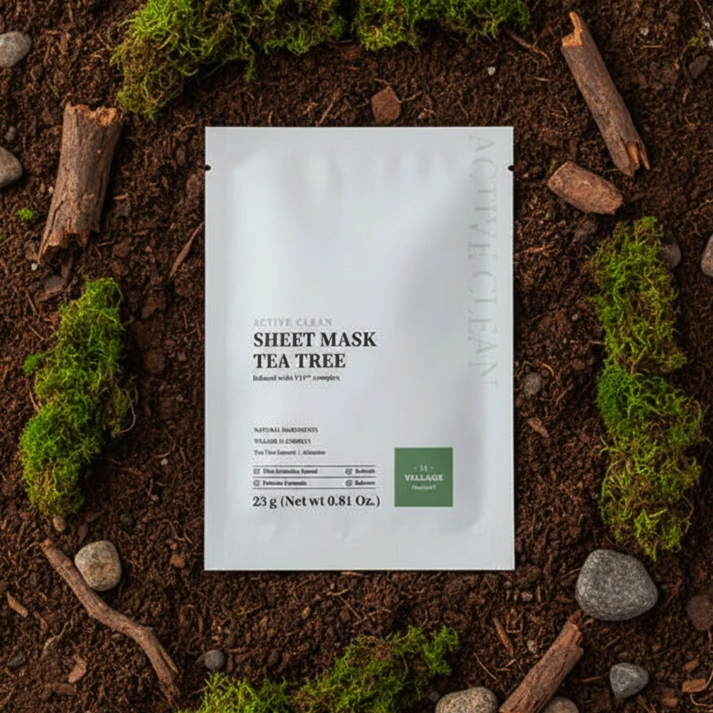 VILLAGE 11 FACTORY Active Clean Sheet Mask Tea-Tree Masca de fata - calmare si hidratare, 23 gr